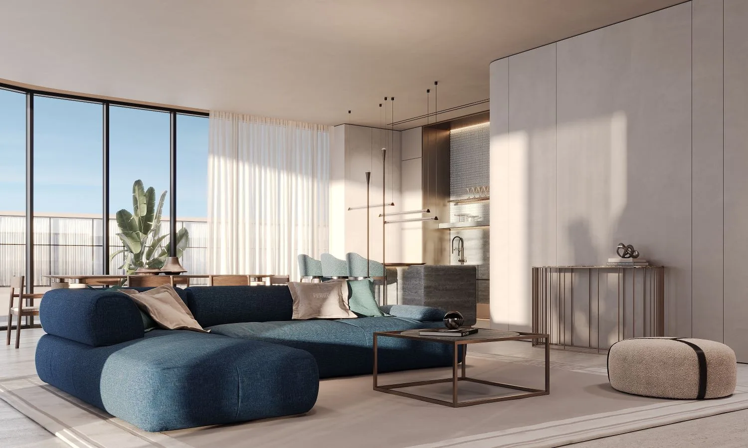 Gianfranco Ferré Residences — living room with Italian design and ocean view