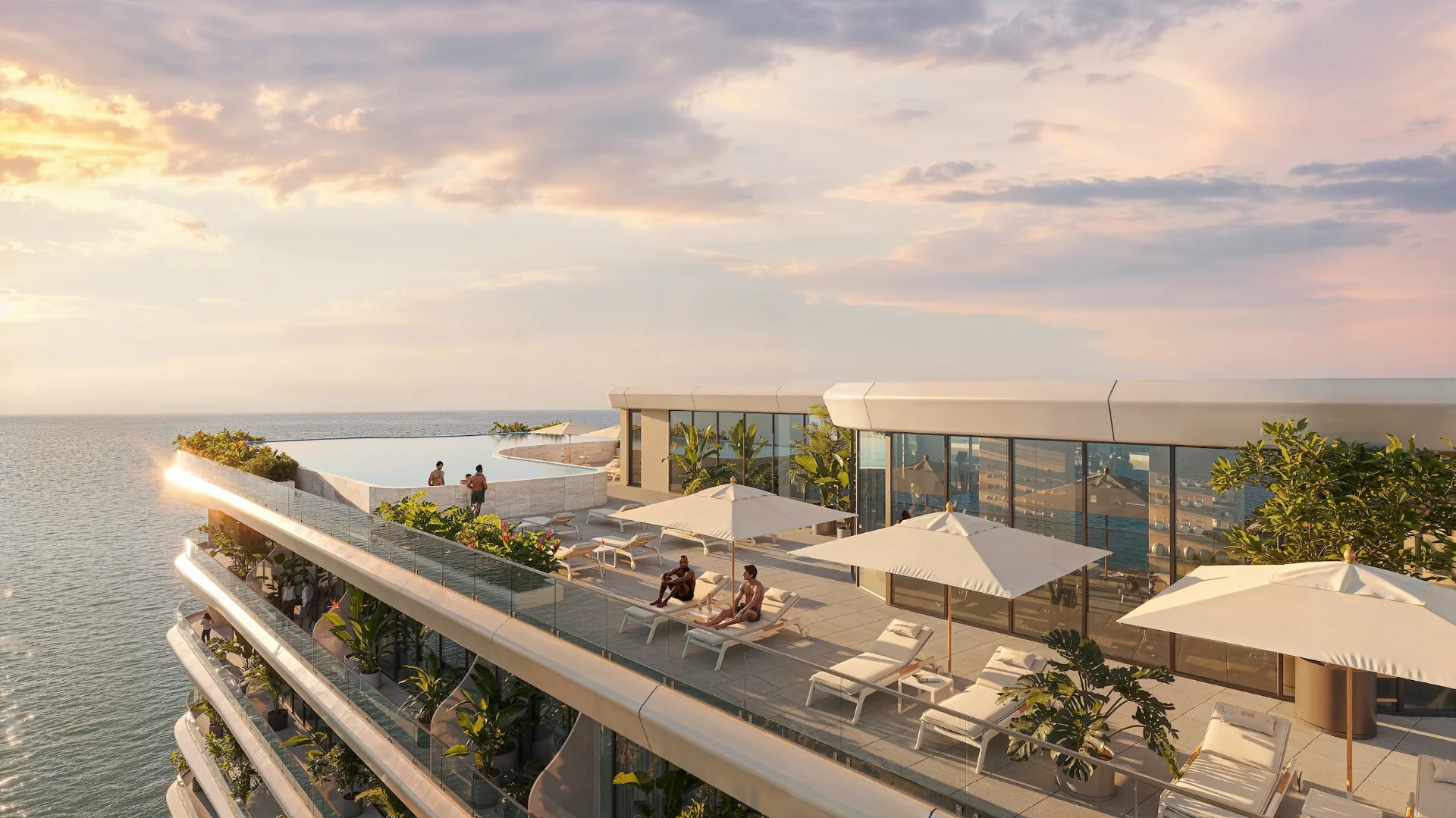 Gianfranco Ferré Residences — terrace with private pool overlooking the sea