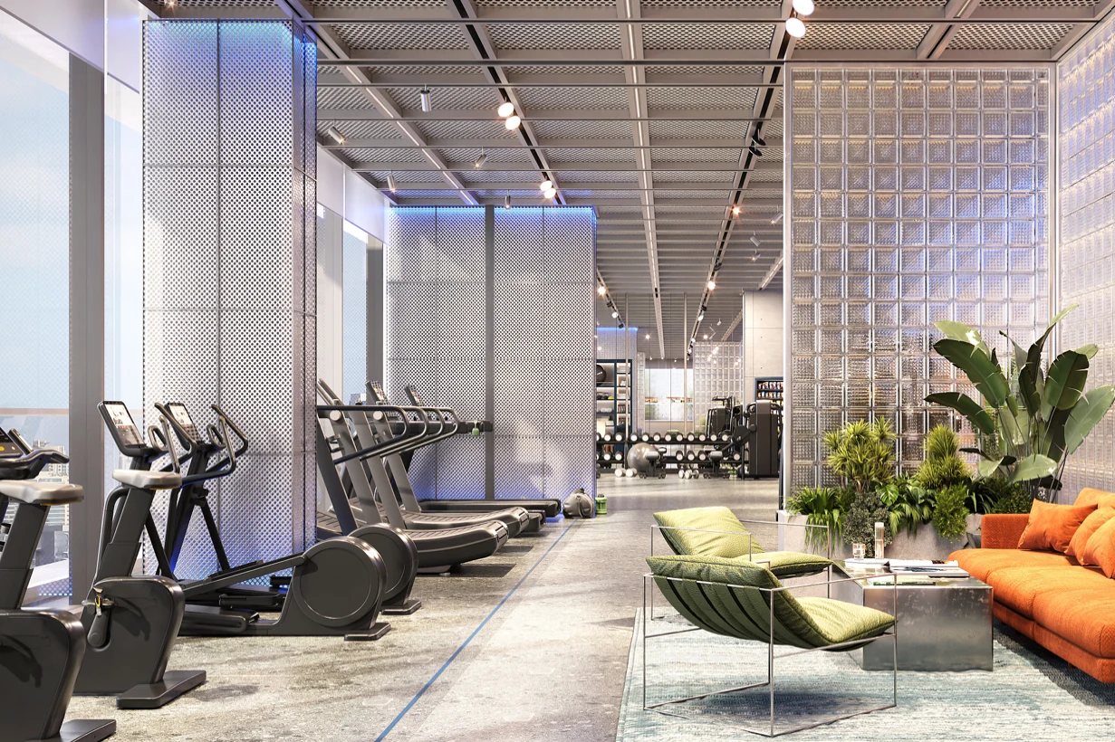KORE by Imtiaz — fitness centre with Technogym equipment and lounge area