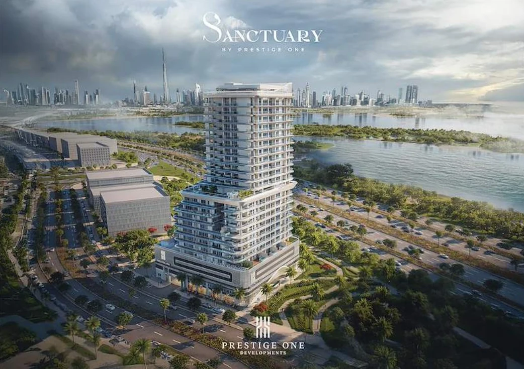 Sanctuary by Prestige One — widok z góry na budynek i otoczenie Meydan Horizon