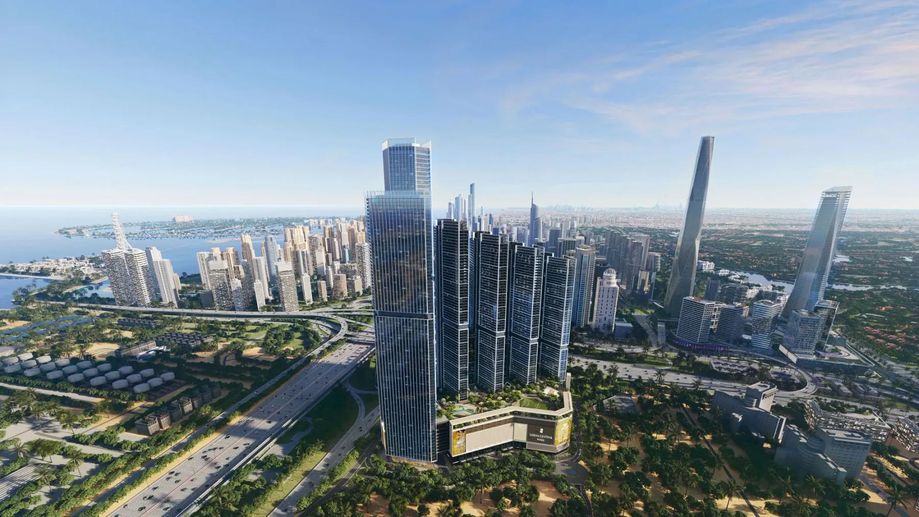 Sobha Central — panorama wież nad Sheikh Zayed Road
