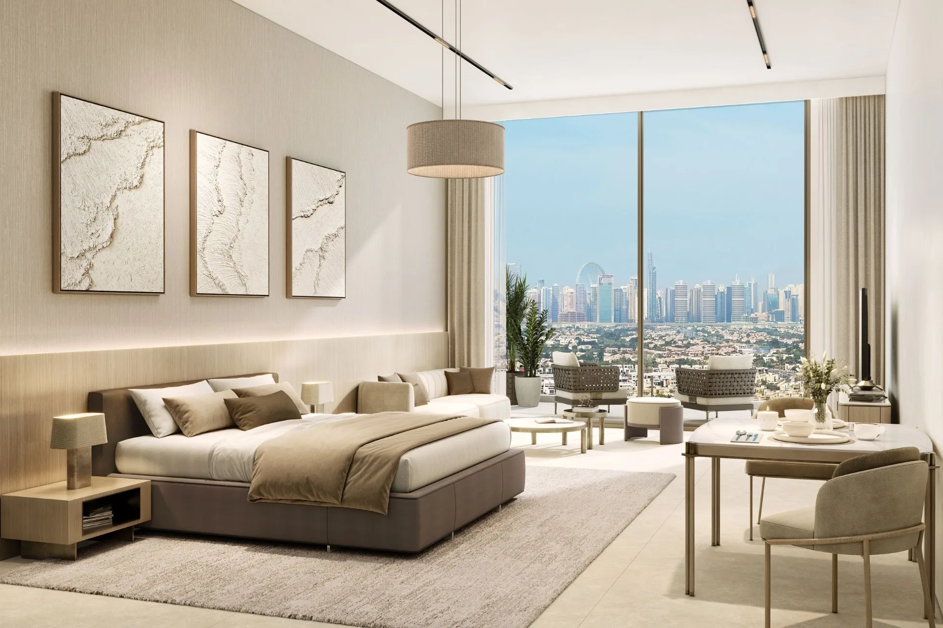 Sol Levante — apartament z panoramicznym oknem i widokiem na Dubai Marina